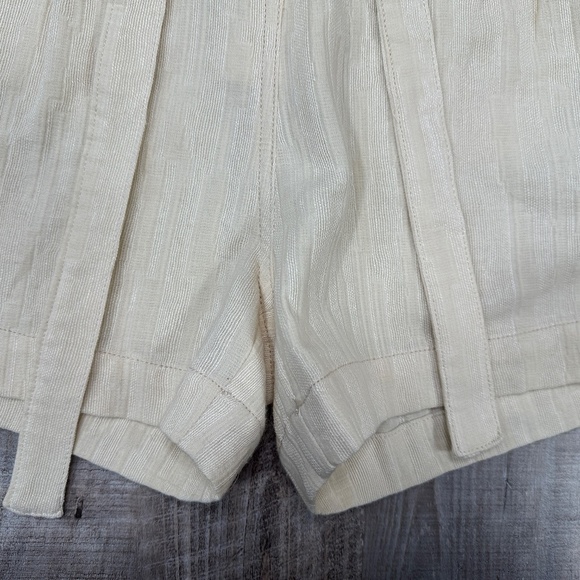 FRNCH Paris Millena Paper Bag Waist Shorts Sz L Cream Cotton NWT - Picture 6 of 14